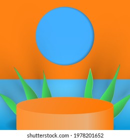 Minimal scene with cylinder podium background. 3d vector illustration.