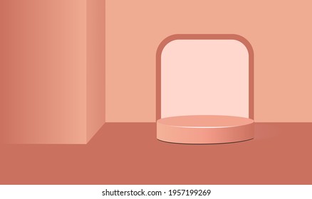 Minimal scene of empty podium cylinder shape display for showcase product