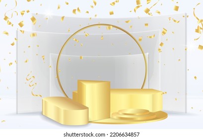 Escena mínima con podio y fondo abstracto Escenario Estudio o Pedestal para visualización, formas geométricas, presentación de la forma del producto. 3D,Vector