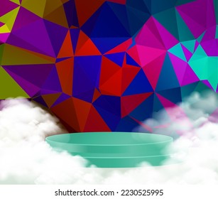 Minimal scene with podium and abstract background Scene Studio Or Pedestal For Display,and Abstract Geometric backgrounds full Color