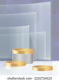 Minimal scene with podium and abstract background Scene Studio Or Pedestal For Display,and Abstract Geometric backgrounds full Color