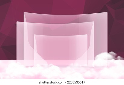 Escena mínima con podio y fondo abstracto Estudio de escena o Pedestal para visualización, y Resumen de fondo geométrico a color completo