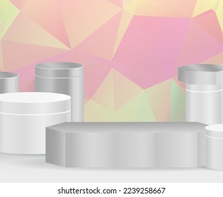Minimal scene with podium and abstract background Scene Studio Or Pedestal For Display,and Abstract Geometric backgrounds full Color