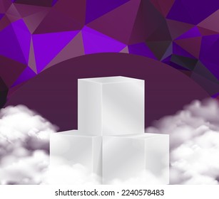Escena mínima con podio y fondo abstracto Estudio de escena o Pedestal para visualización, y Resumen de fondo geométrico a color completo