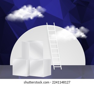 Minimal scene with podium and abstract background Scene Studio Or Pedestal For Display,and Abstract Geometric backgrounds full Color