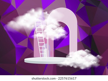 Minimal scene with podium and abstract background Scene Studio Or Pedestal For Display,and Abstract Geometric backgrounds full Color