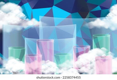 Minimal scene with podium and abstract background Scene Studio Or Pedestal For Display,and Abstract Geometric backgrounds full Color