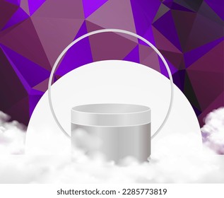 Escena mínima con podio y fondo abstracto Estudio de escena o Pedestal para visualización, y Resumen de fondo geométrico a color completo