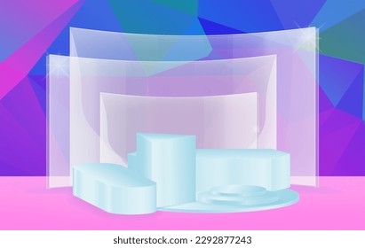 Minimal scene with podium and abstract background Scene Studio Or Pedestal For Display,and Abstract Geometric backgrounds full Color