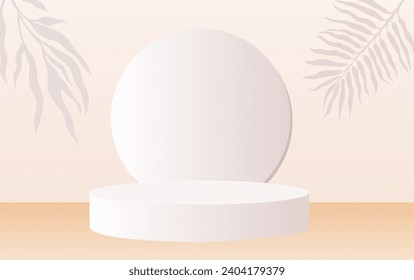 Minimal scene podium mockup vector flat beige.