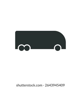 Minimal school bus icon vector. Simple side view of a school bus in flat silhouette style.