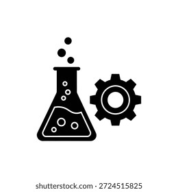 Mínimo frasco de ciencia e ingeniería e icono de engranaje