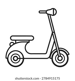 Minimal scooter outline vector icon with simple black contour design for transportation and mobility concepts