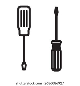 Icono de destornillador mínimo – Ilustración vectorial en blanco y negro
