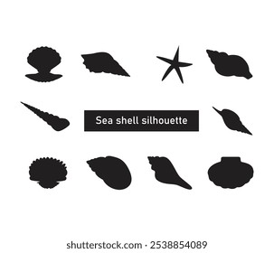 Vector de silueta de conchas de mar mínimas