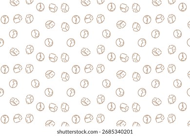 Modelo inconsútil mínimo del doodle con los cubos y los círculos dibujados a mano en estilo simple del arte de la línea. Perfecto para el fondo moderno, diseño textil, papelería, embalaje, Fondo de pantalla y marca creativa