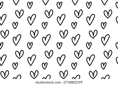 Patrón de contorno de corazón sin costuras mínimo en estilo limpio dibujado a mano