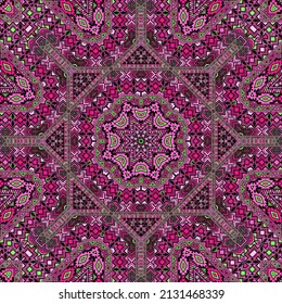 Minimal seamless ornament with geometric elements structure. Ethnic arabian motif. Canvas print. Small elements background. Vector kaleidoscope pattern.