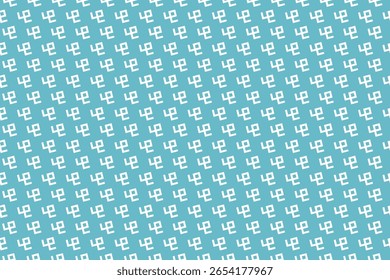A minimal seamless pattern in aqua tones featuring simple flower-like shapes in a regular grid. Great for fabric prints, stationery, and decorative use.