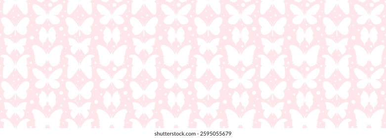 Minimal seamless pattern with butterflies. Cute summer butterfly background