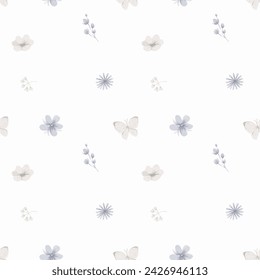 Patrón minimalista sin fisuras de flores en color pastel. fondo floral. ilustración vectorial