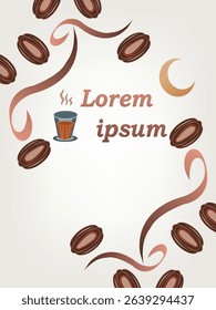 Minimal Seamless Pattern of Halal Food Icons with Crescent and Arabic Touch For Magazine Cover, Social Media, Merchandising