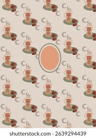Minimal Seamless Pattern of Halal Food Icons with Crescent and Arabic Touch For Magazine Cover, Social Media, Merchandising