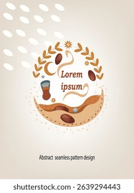 Minimal Seamless Pattern of Halal Food Icons with Crescent and Arabic Touch For Magazine Cover, Social Media, Merchandising