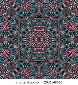 Minimal seamless pattern of simple geometry shapes composition. Graphic spanish motif. Packaging print. Small elements geometry. Vector scrapbook ornament.