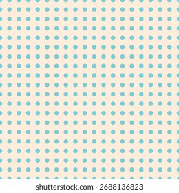 Minimal seamless polka dot grid pattern with light aqua dots on cream background. Perfect for fabric, wrapping, or wallpaper use.
