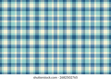 Minimaler nahtloser textiler Hintergrund, im Dezember kariertes Muster Tartan. Poncho überprüfen Textur Vektor Stoff in hellen und türkisen Farben Palette.