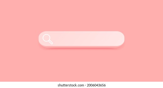 minimal search bar box on website interface background with searching or finding button on pink 