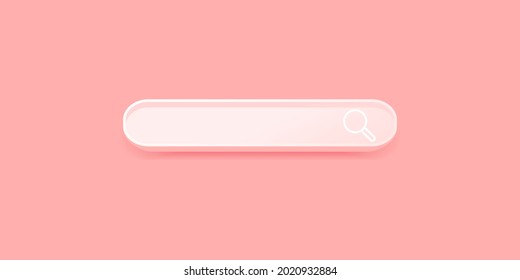 minimal search bar box on website interface background with searching or finding button on pink