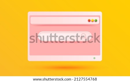 minimal search bar box on website interface background with searching or finding button on pink icon 3d vector illustration style for web site or mobile application