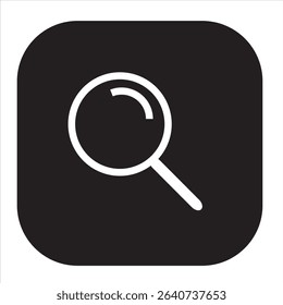 Minimal search icon featuring a magnifying glass symbol. Perfect for apps, websites, and UI design. Fully editable vector, ideal for search bars and navigation tools.