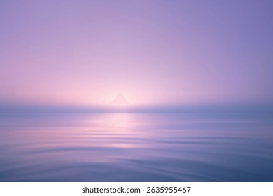 Minimal seascape with pastel glow, smooth reflections, and gentle waves