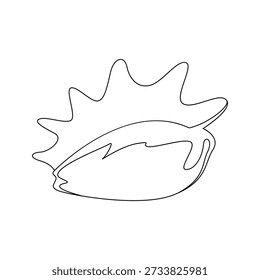 Minimal seashell outline illustration in continuous line style. Botanical-free linear drawing inspired by marine nature. Elegant shell line art for logo design, eco branding, coastal concepts, tattoos, prints, posters, packaging and modern decor.