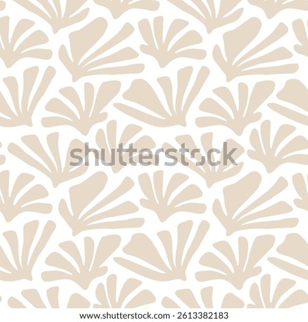 Minimal seaweed pattern seamless doodle marine ocean wallpaper beige
