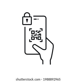 minimal secure qr code app - web symbol - vector