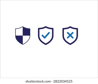 minimal security shield icon set  ,protection approved