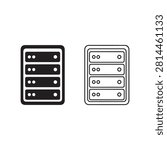 Minimal Server Rack Icon Black Vector Design