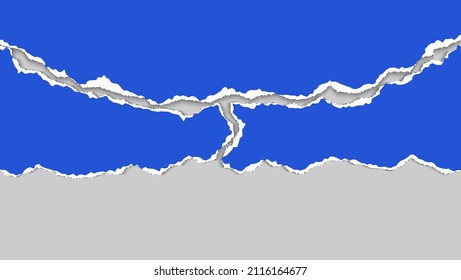 Minimal Set Of Blue Paper Ripped In Design In White Background