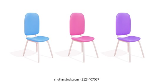 Minimal set of chairs on a pink background. Vector illustration.