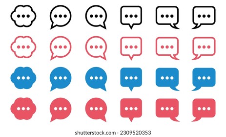 Minimal Set of Chat Bubble Icons. Speech Bubblechat Editable Color vector illustration	