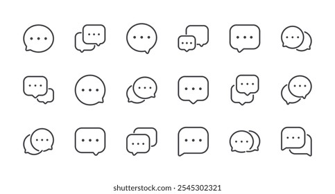 Minimal Set of Chat Bubble Line Icons. Editable Stroke. Pixel Perfect.
