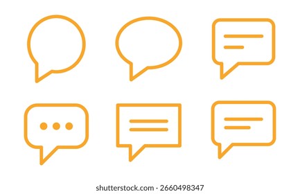 Conjunto mínimo de iconos de línea de burbuja de chat. Trazo editable