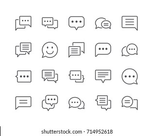 Minimal Set of Chat Bubble Line Icons. Editable Stroke. 48x48 Pixel Perfect.