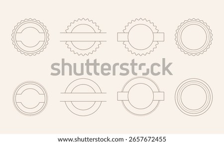 Minimal set of circular badge frames with simple geometric outlines. Ideal for logos, labels, packaging design, branding templates, and stamps in modern and vintage styles.

