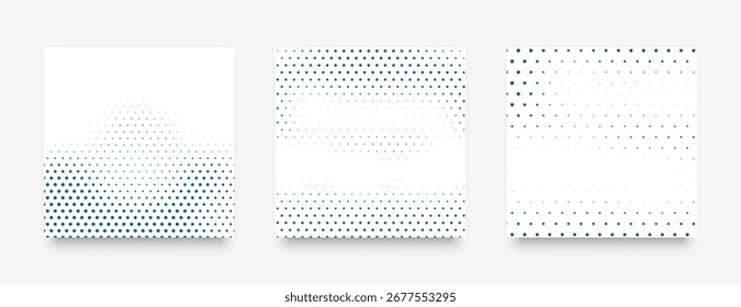 Conjunto mínimo de Vector de fondo de patrón haltone azul circular 