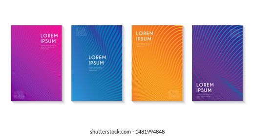 Minimal set covers design. Abstract line colorful halftone gradient background design for web. Vector Illustration.